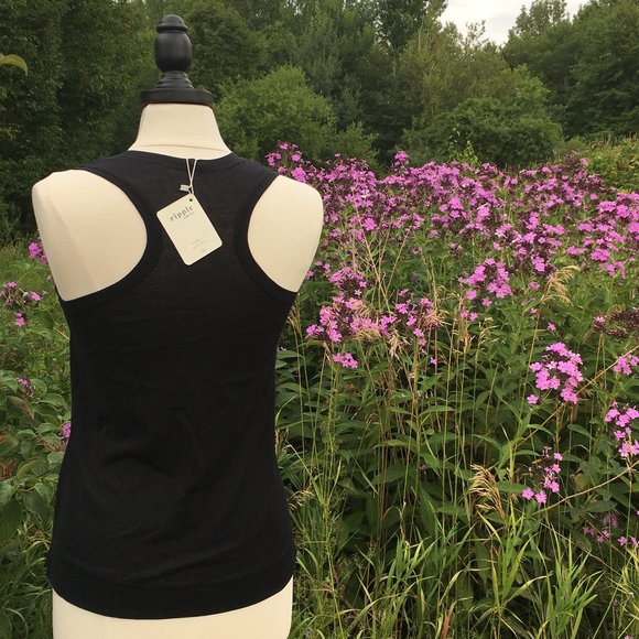 NWT Ripple Yoga Racerback Fine / Tissue Cotton Tank Black Small - Picture 1 of 9